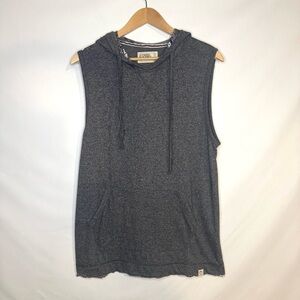 Free Planet Men’s Charcoal Sleeveless Hoodie with Aztec Details Size Medium